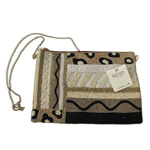 Kay Lee New York Abstract Beaded Bag Crossbody Chain Shoulder Strap Clutch‎ New